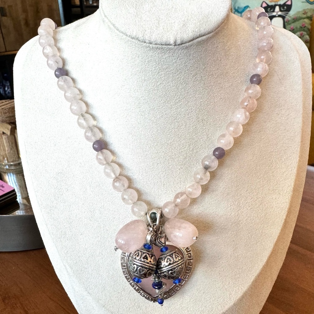 Artisan Rose Quartz Heart Necklace